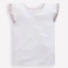 Flutter Sleeve Trim Top White