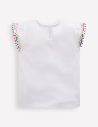 Flutter Sleeve Trim Top White