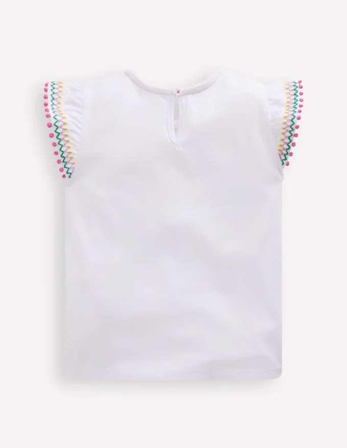 Flutter Sleeve Trim Top White