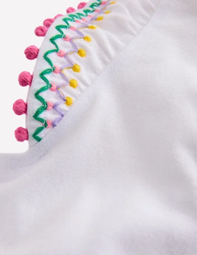 Flutter Sleeve Trim Top White