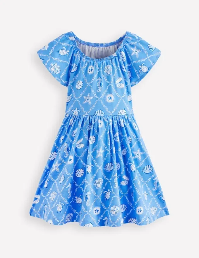 Flutter Sleeve Twirly Dress Cabana Blue Mermaids Flutter Sleeve Twirly Dress Cabana Blue Mermaids