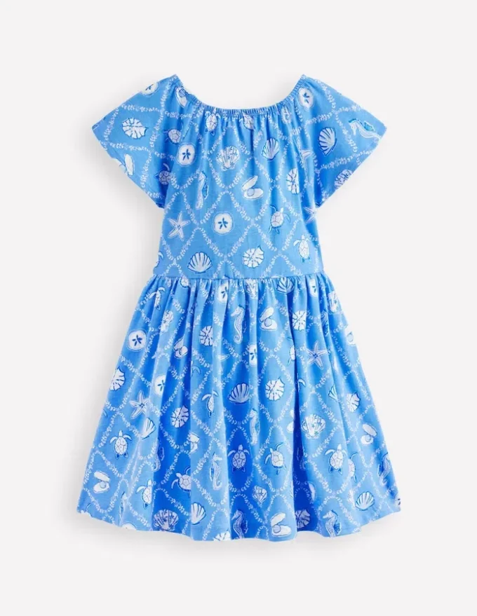 Flutter Sleeve Twirly Dress Cabana Blue Mermaids Flutter Sleeve Twirly Dress Cabana Blue Mermaids