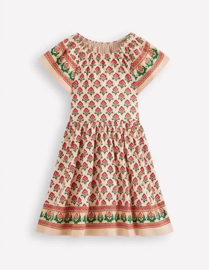Flutter Sleeve Twirly Dress Multi Woodblock Floral Flutter Sleeve Twirly Dress Multi Woodblock Floral