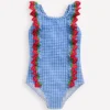Flutter Trim Swimsuit Glacier Blue Gingham Flutter Trim Swimsuit Glacier Blue Gingham