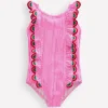Flutter Trim Swimsuit Ticking Stripe Rainbow Flutter Trim Swimsuit Ticking Stripe Rainbow