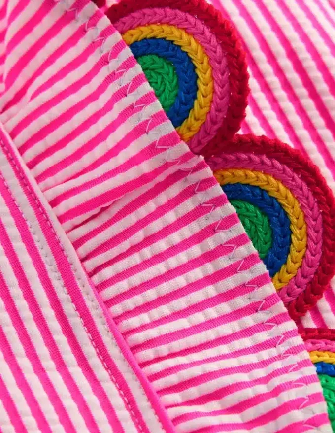 Flutter Trim Swimsuit Ticking Stripe Rainbow Flutter Trim Swimsuit Ticking Stripe Rainbow