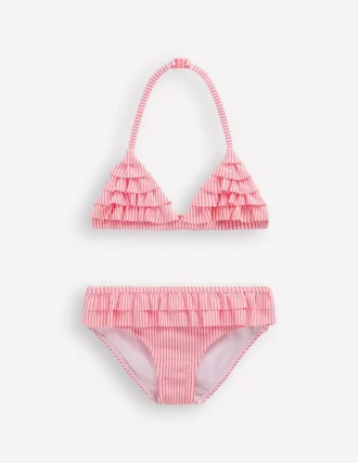 Frill Bikini Salmon Pink Stripe