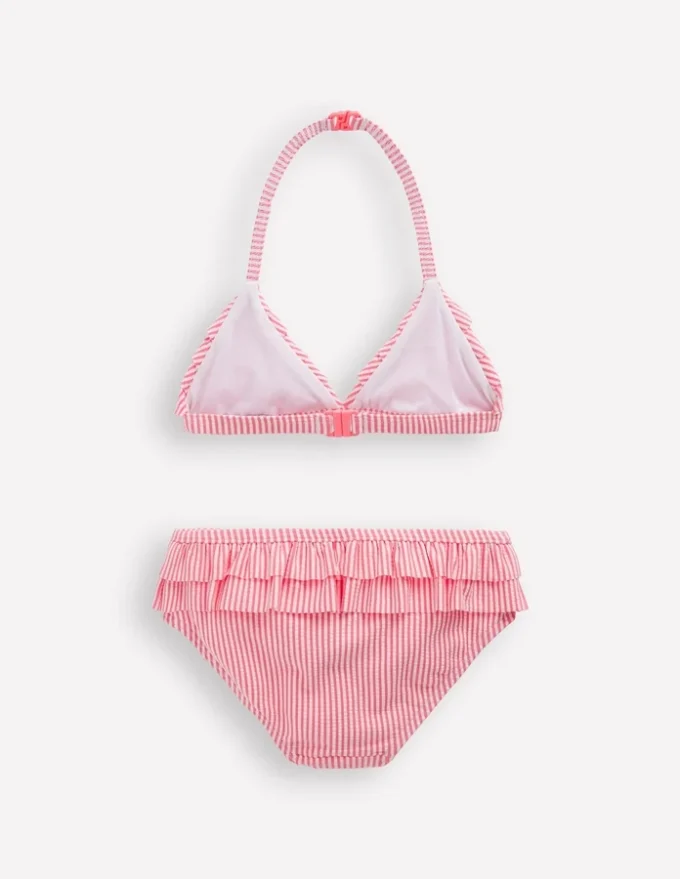 Frill Bikini Salmon Pink Stripe