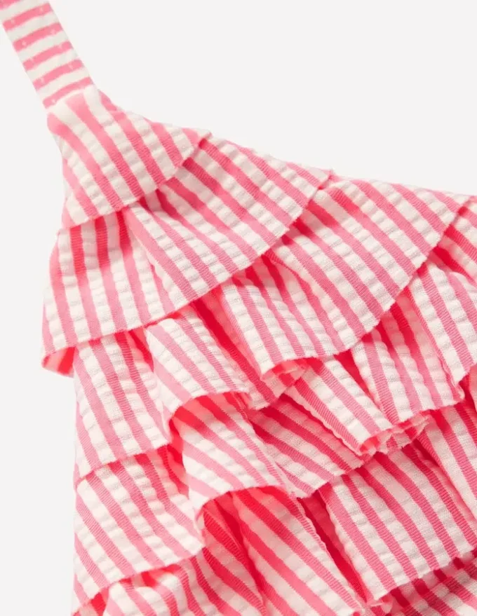 Frill Bikini Salmon Pink Stripe