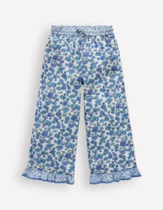 Frill Hem Pants Blue Floral Hotch Potch