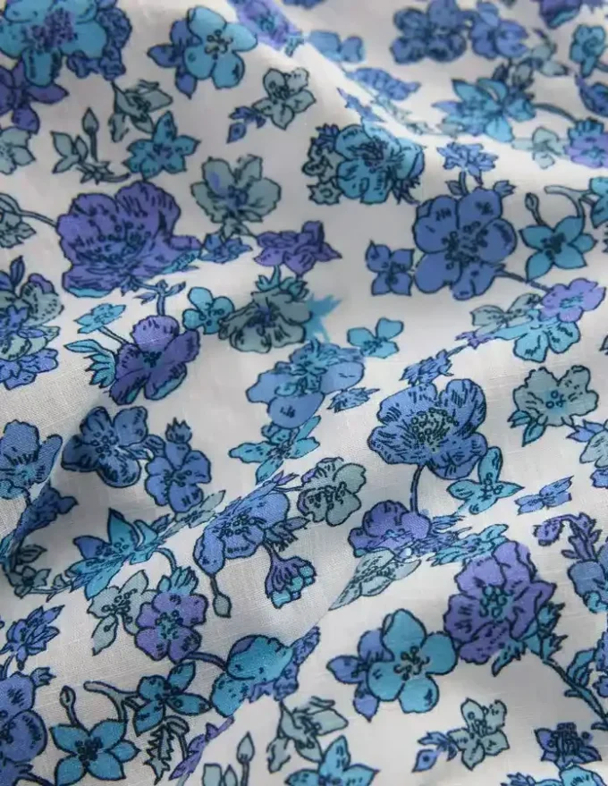 Frill Hem Pants Blue Floral Hotch Potch