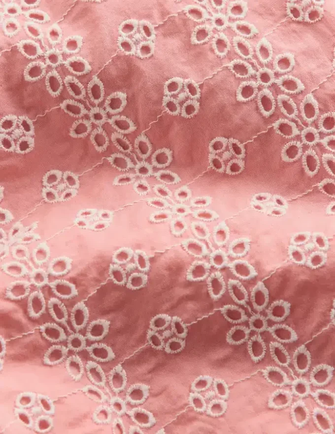Frill Hem Pants Pink Broderie