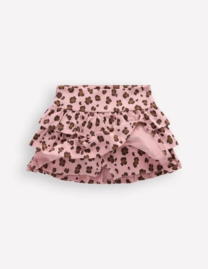 Frill Jersey Skort Pink Leopard