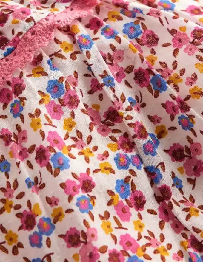 Frill Neck Bubble Romper Pink Ditsy Floral Frill Neck Bubble Romper Pink Ditsy Floral