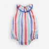 Frill Neck Bubble Romper Red and Blue Multi Stripe Frill Neck Bubble Romper Red and Blue Multi Stripe