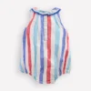 Frill Neck Bubble Romper Red and Blue Multi Stripe Frill Neck Bubble Romper Red and Blue Multi Stripe