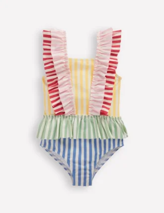Frill Peplum Swimsuit Hotchpotch Stripe