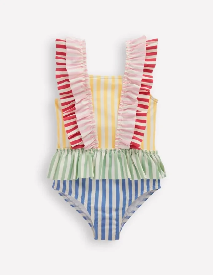 Frill Peplum Swimsuit Hotchpotch Stripe Frill Peplum Swimsuit Hotchpotch Stripe