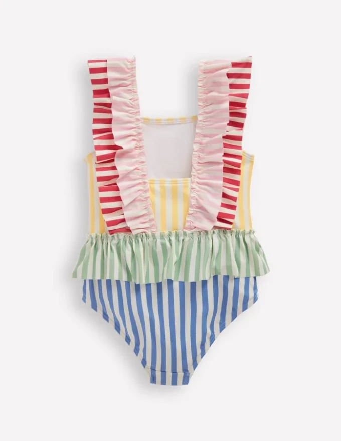 Frill Peplum Swimsuit Hotchpotch Stripe Frill Peplum Swimsuit Hotchpotch Stripe