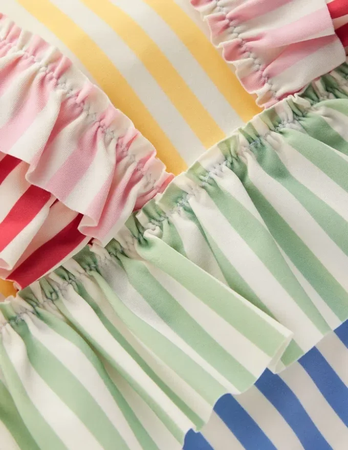 Frill Peplum Swimsuit Hotchpotch Stripe Frill Peplum Swimsuit Hotchpotch Stripe