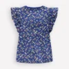 Frill Sleeve Printed Top Blue Ditsy Floral Frill Sleeve Printed Top Blue Ditsy Floral