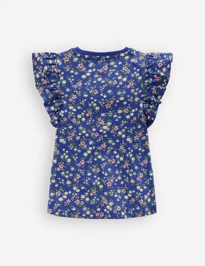 Frill Sleeve Printed Top Blue Ditsy Floral Frill Sleeve Printed Top Blue Ditsy Floral