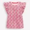Frill Sleeve Printed Top Pink Cherries Frill Sleeve Printed Top Pink Cherries