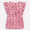 Frill Sleeve Printed Top Pink Cherries Frill Sleeve Printed Top Pink Cherries