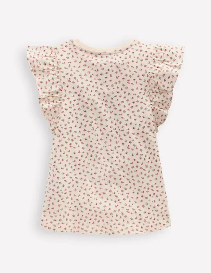 Frill Sleeve Printed Top Pink Spaced Ditsy Frill Sleeve Printed Top Pink Spaced Ditsy