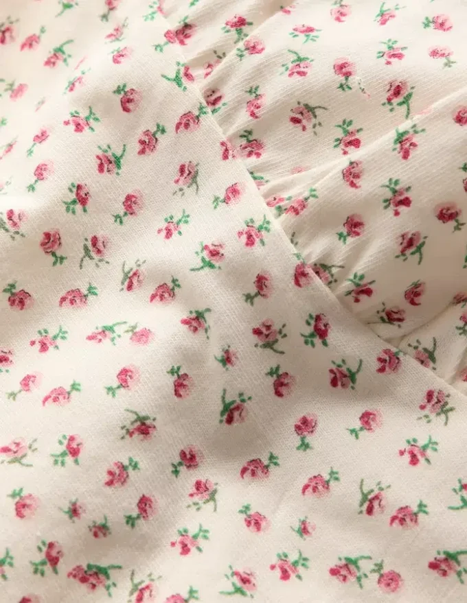 Frill Sleeve Printed Top Pink Spaced Ditsy Frill Sleeve Printed Top Pink Spaced Ditsy