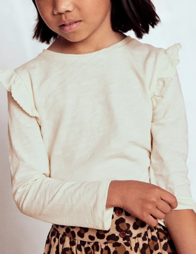 Frill Sleeve Slub Top Soft Ivory Frill Sleeve Slub Top Soft Ivory