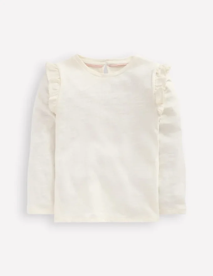 Frill Sleeve Slub Top Soft Ivory Frill Sleeve Slub Top Soft Ivory