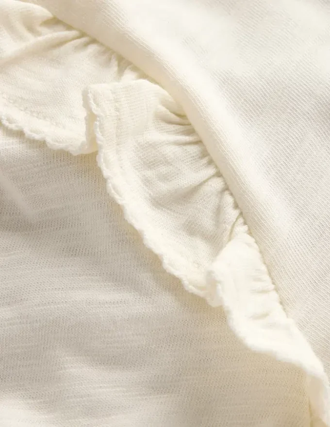 Frill Sleeve Slub Top Soft Ivory Frill Sleeve Slub Top Soft Ivory