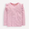 Frill Sleeve Slub Top Soft Ivory/Pink Haze Stripe