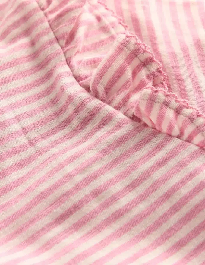 Frill Sleeve Slub Top Soft Ivory/Pink Haze Stripe