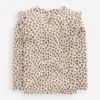 Frill Sleeve Slub Top Vanilla White Leopard Frill Sleeve Slub Top Vanilla White Leopard