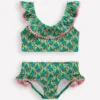 Frill V-neck Bikini Set Bright green Floral Vine Frill V-neck Bikini Set Bright green Floral Vine