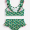Frill V-neck Bikini Set Bright green Floral Vine Frill V-neck Bikini Set Bright green Floral Vine
