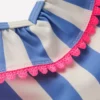 Frill V-neck Bikini Set Denim Blue Stripe Frill V-neck Bikini Set Denim Blue Stripe
