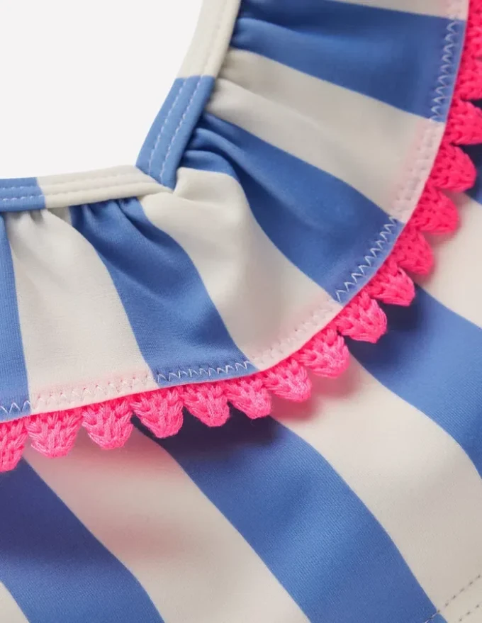Frill V-neck Bikini Set Denim Blue Stripe Frill V-neck Bikini Set Denim Blue Stripe