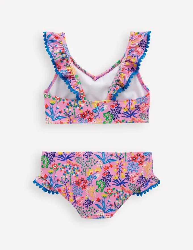 Frill V-neck Bikini Set Meadowsweet Pink Garden floral Frill V-neck Bikini Set Meadowsweet Pink Garden floral