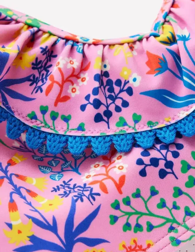 Frill V-neck Bikini Set Meadowsweet Pink Garden floral Frill V-neck Bikini Set Meadowsweet Pink Garden floral