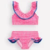 Frill V-neck Bikini Set Neon Pink Gingham Frill V-neck Bikini Set Neon Pink Gingham
