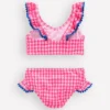 Frill V-neck Bikini Set Neon Pink Gingham Frill V-neck Bikini Set Neon Pink Gingham