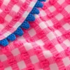 Frill V-neck Bikini Set Neon Pink Gingham Frill V-neck Bikini Set Neon Pink Gingham