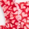 Frill V-neck Bikini Set Rockabilly Red Collage Hearts Frill V-neck Bikini Set Rockabilly Red Collage Hearts
