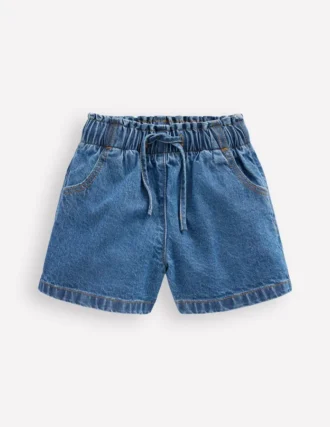 Frill Waist Shorts Mid Vintage Denim