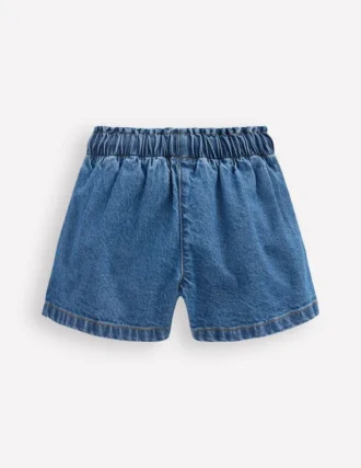 Frill Waist Shorts Mid Vintage Denim