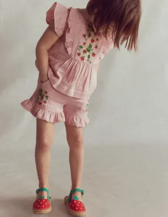 Frill Woven Shorts Lotus Strawberry