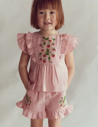 Frill Woven Shorts Lotus Strawberry
